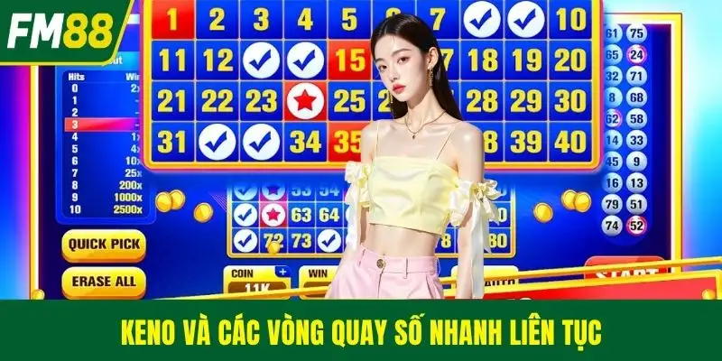 Keno và các vòng quay số nhanh liên tục